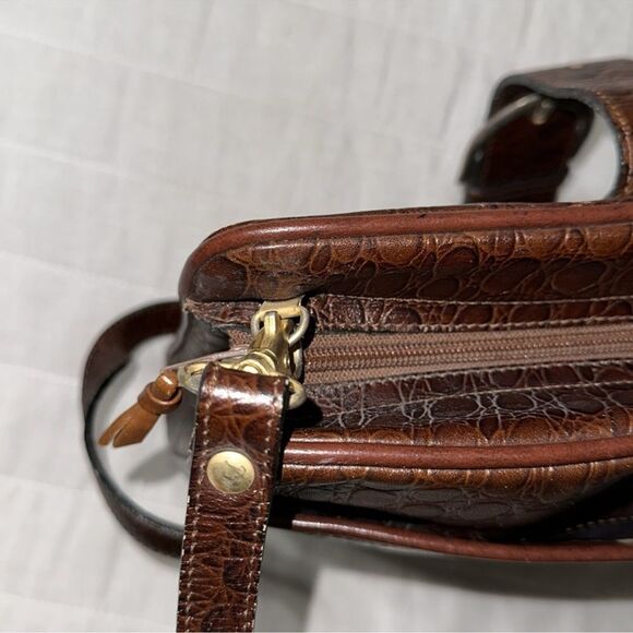 Matt Bags Croc Print Pebbled Chestnut Brown Genuine Leather Crossbody Bag - Picture 14 of 15